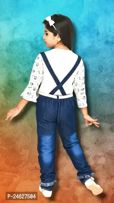 Stylish Multicoloured Denim Jumpsuit For Girl-thumb2