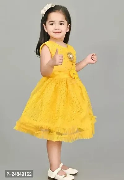 Fabulous Yellow Net Frock For Girls-thumb3