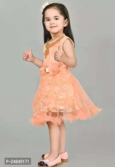 Fabulous Orange Cotton Blend Frock For Girls-thumb3