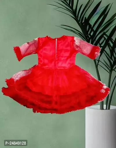 Fabulous Red Cotton Blend Frock For Girls-thumb2