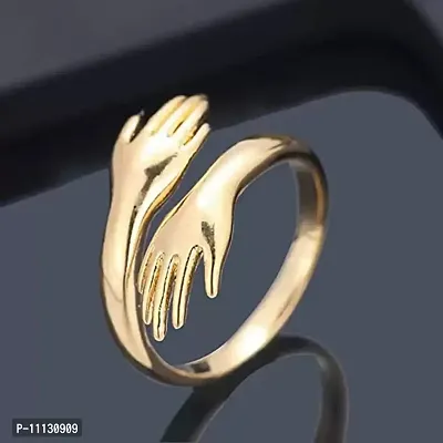 Amazing I Love U Hand Style Hug Stainless Steel Gold Plated Promise Anniversary Ring For Lovers Couples-thumb0