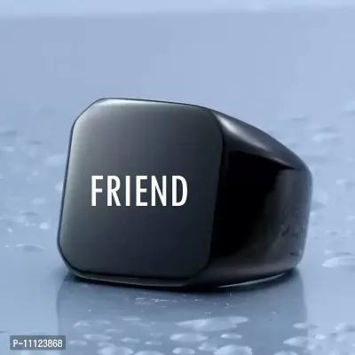 Stylish Black Ring With Friend Logo