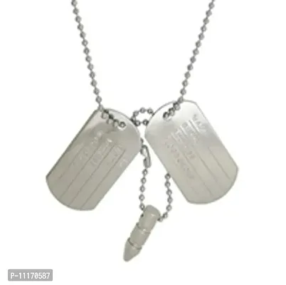 Stylish Fancy Silver Stainless Steel Chain With Pendant For Men-thumb2