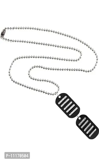 Stylish Fancy Silver Stainless Steel Chain With Pendant For Men-thumb0