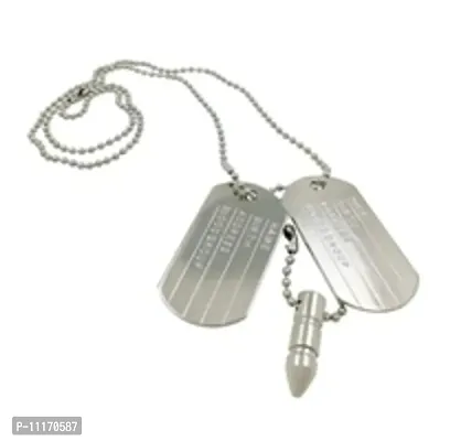 Stylish Fancy Silver Stainless Steel Chain With Pendant For Men-thumb0