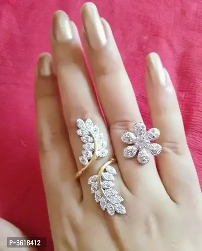 Designer American Diamond Adjustable Ring for Women
