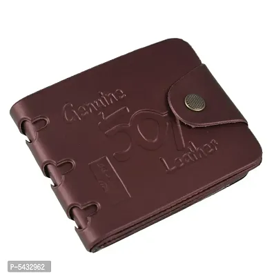 Elegant Brown Artificial Leather Solid Men's Two Fold Wallet