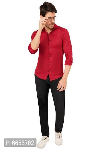 MEN CASUAL SLIMFIT COTTON LYCRA SHIRT-thumb0