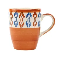 VolCraft Ceramic Microwave Safe Hand Painted Ceramic Tea Cup/Coffee Mug with Red Ikat Pattern Set of 2. (Red)-thumb2