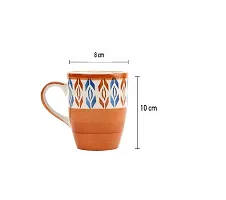 VolCraft Ceramic Microwave Safe Hand Painted Ceramic Tea Cup/Coffee Mug with Red Ikat Pattern Set of 2. (Red)-thumb1