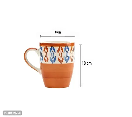 VolCraft Ceramic Microwave Safe Hand Painted Ceramic Tea Cup/Coffee Mug with Red Ikat Pattern Set of 2. (Red)-thumb2