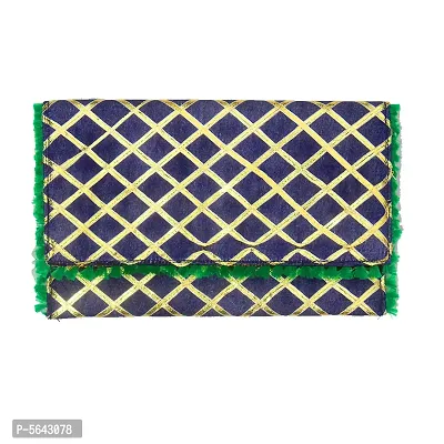 Stylish Fabric Envelope Style Clutch For Women (Navy Blue)-thumb2