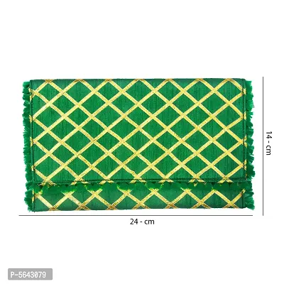 Stylish Fabric Envelope Style Clutch For Women (Green)-thumb4