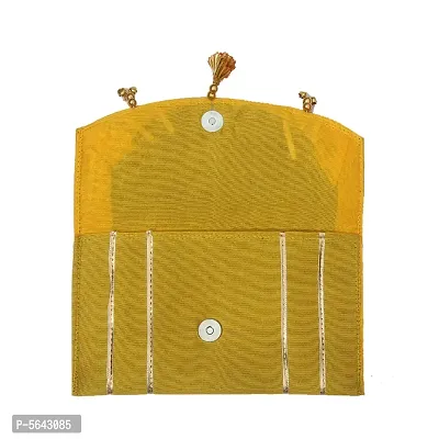 Stylish Fabric Envelope Style Clutch For Women ( Mustard )-thumb4