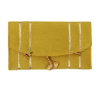 Stylish Fabric Envelope Style Clutch For Women ( Mustard )-thumb1