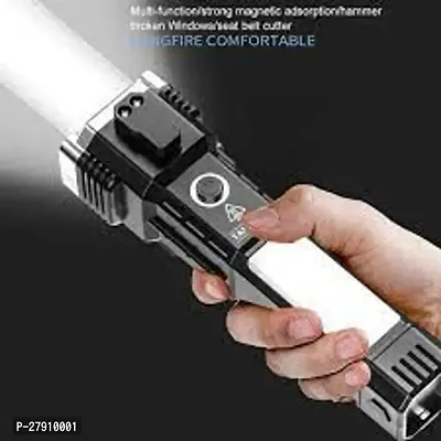 a2  Ultra Bright LED Torch: 8-in-1 Multifunctional, High Power, Long Distance LED Torch Light Rechargeable, Power Bank, Safety Hammer, Seatbelt Cutter, Strong Magnet, Durable (COB) (pack of 1)-thumb4