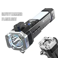 e7  LED Rechargeable Torch Flashlight, Multifunctional Work Light Power Bank Emergency Safety Hammer Waterproof with Sidelight 4 Light Modes for Car Outdoor Camping Hiking Travelling (pack of 1)-thumb1