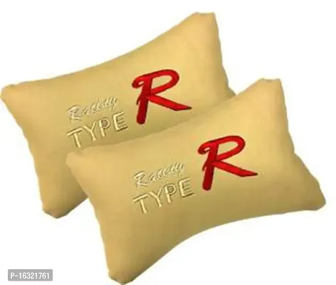 RONISH Beige Leatherite Type R Print Car Cushion (Set of 2) for Mercedes Benz E250