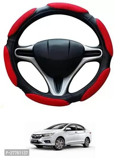 Car Steering Cover Red Black 6G Better Grip For Honda City i-Dtec