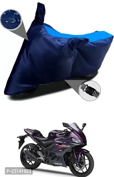 RONISH Waterproof Two Wheeler Cover (Black,Blue) For Yamaha YZF-R15 V3 New BS6_t58