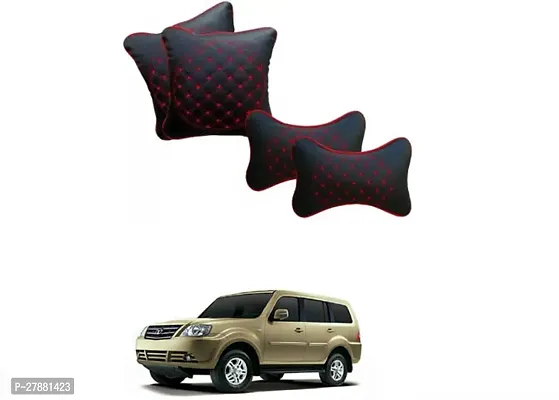 Car Neckrest Pillow Black Red Set Of 4 For Tata Grand Dicor