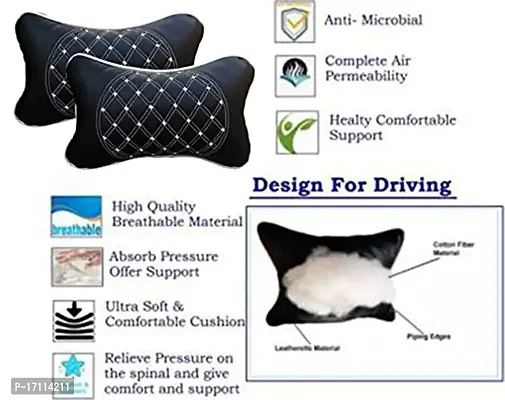 RONISH BlackWhite Leatherite Daimond Print Car Cushion (Set of 2) for Honda City i VTEC V-thumb3