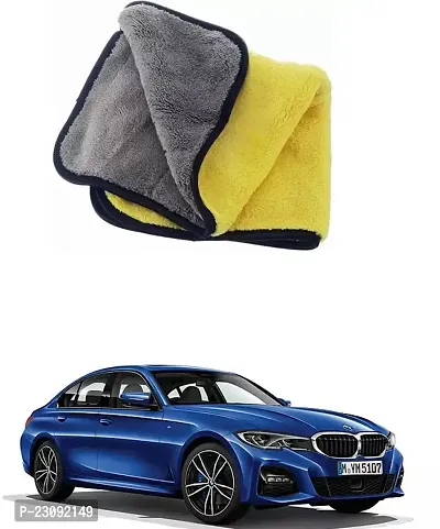 BHAVNISH Car Washing Cloth/Microfiber Cloth/Towel/Cleaning Cloth (Yellow) Pack Of 1,(400 GSM) For BMW 320D