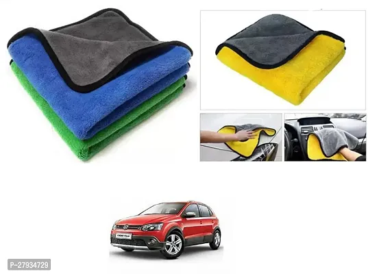 Car Cleaning Microfiber Cloth Pack Of 2 Multicolor For Volkswagen Polo Cross