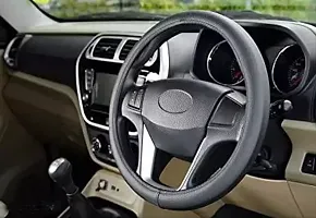 Designer Car Steering Cover Round Black For Hyundai I20 Active-thumb1