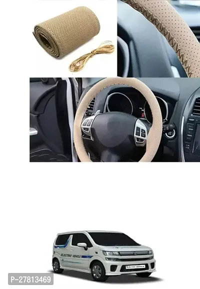 Stylish Car Steering Cover Beige Stiching  For Maruti Suzuki WagonR Electric Vehicle