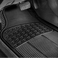 RONISH Black Rubber car Floor Foot mat for Compass Facelift-thumb3