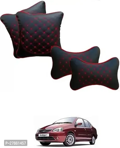 Car Neckrest Pillow Black Red Set Of 4 For Tata Indigo