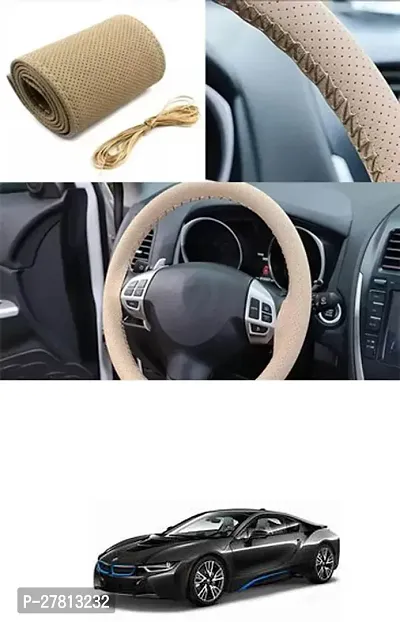 Stylish Car Steering Cover Beige Stiching  For Universal For Car I8