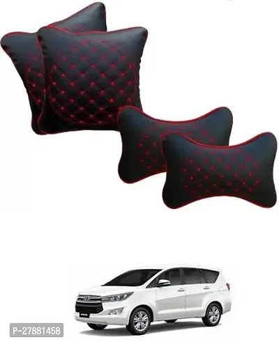 Car Neckrest Pillow Black Red Set Of 4 For Toyota Innova Crysta