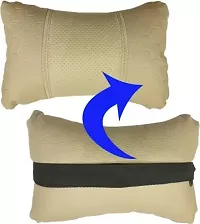 Stylish Car Neckrest Pillow Football Design Beige For Tata Indica Vista-thumb1