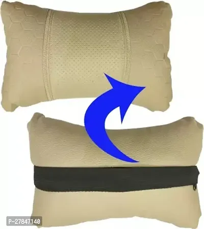 Stylish Car Neckrest Pillow Football Design Beige For Tata Indica Vista-thumb2