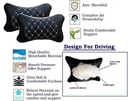 RONISH BlackWhite Leatherite Daimond Print Car Cushion (Set of 2) for Hyundai Santro GLS I Euro I-thumb2