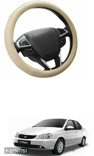 Designer Car Steering Cover Round Beige For Tata Indigo Xl-thumb0