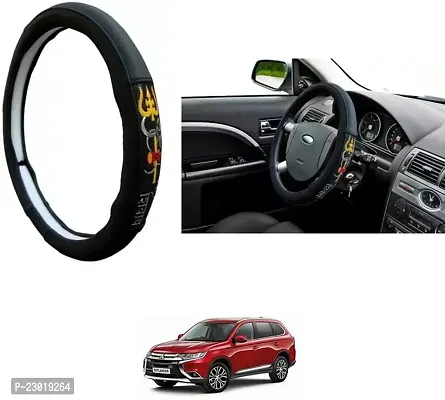 RONISH Exclusive Ring Type Car Steering Wheel Cover (Om Namah Shivay) Black For Mitsubisi Outlander-thumb0