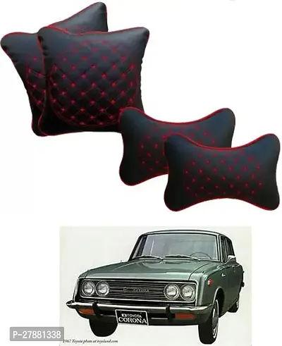 Car Neckrest Pillow Black Red Set Of 4 For Toyota Corona-thumb0