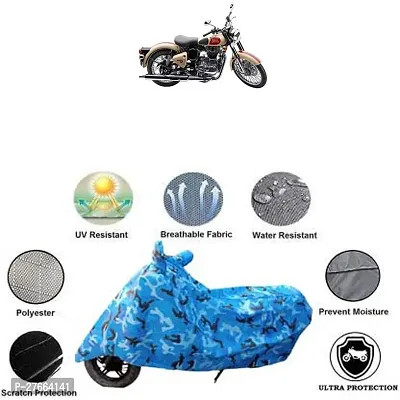 Stylish Blue Polyester Royal Enfield Bullet 500 Bike Cover