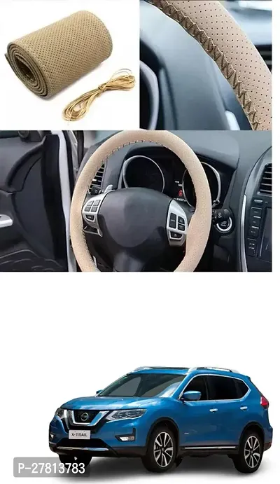 Stylish Car Steering Cover Beige Stiching  For Nissan X-Trail Hybrid