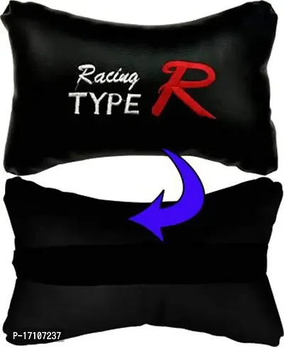 RONISH Black Leatherite Type R Print Car Cushion (Set of 2) for Volkswagen Ameo GT 1.5 TDI Diesel-thumb4