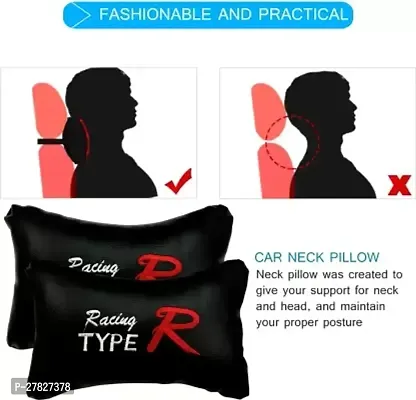 Comfortable Car Neckrest Pillow Type-R Print Black For Universal For Car Cooper S-thumb3