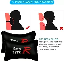 Comfortable Car Neckrest Pillow Type-R Print Black For Maruti Suzuki Vitara Brezza Facelift-thumb2