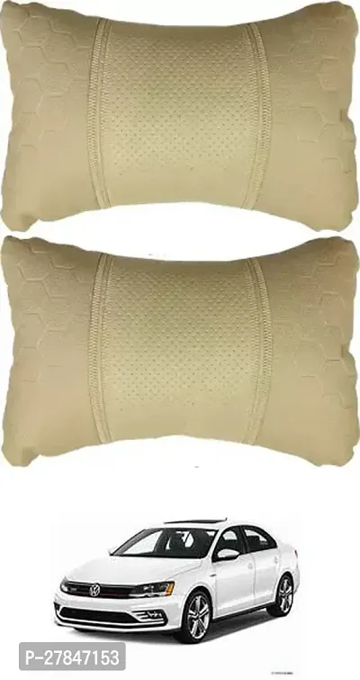 Stylish Car Neckrest Pillow Football Design Beige For Volkswagen Jetta