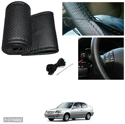 Stylish Car Steering Cover Black Stiching  For Hyundai Accent Viva