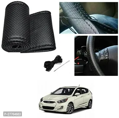 Stylish Car Steering Cover Black Stiching  For Hyundai Accent