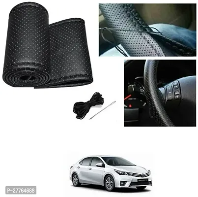 Stylish Car Steering Cover Black Stiching  For Toyota Altis