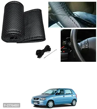 Stylish Car Steering Cover Black Stiching  For Maruti Suzuki Alto-thumb0